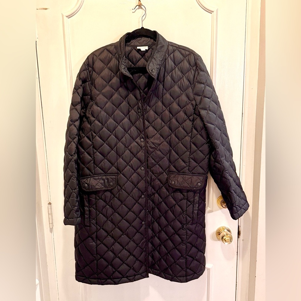 J. Jill Black Quilted Down Coat